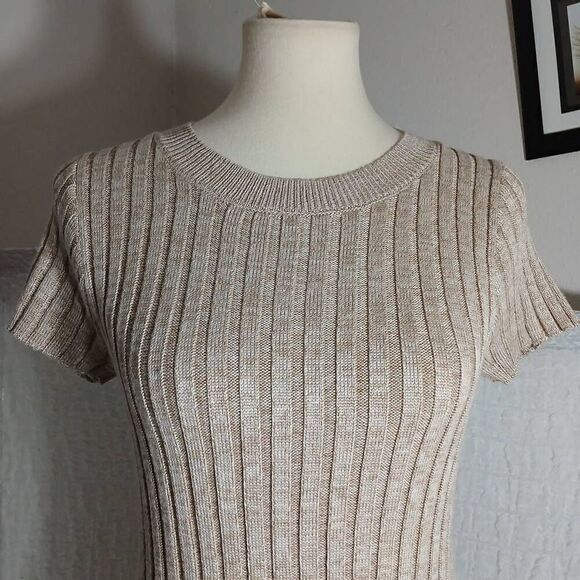 Promesa Ribbed Beige Bodycon Dress Size M - Picture 6 of 9